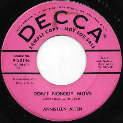 Annisteen Allen - Don't Nobody Move / The Money Tree
