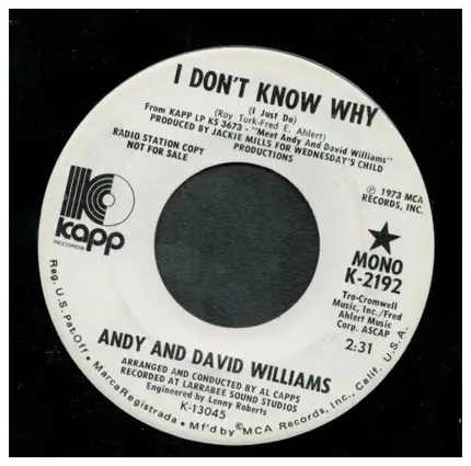 Andy & David Williams - Baby Love / I Don't Know Why (I Just Do)