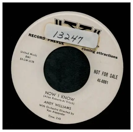 Andy Williams with Orchestra Directed by Van Alexander - Here Comes That Dream Again / Now I Know