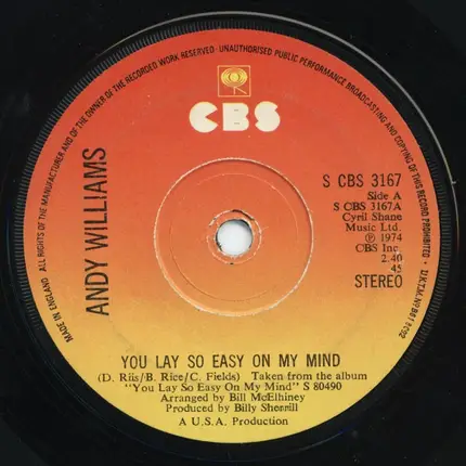 Andy Williams - You Lay So Easy on My Mind