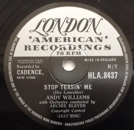 Andy Williams - I Like Your Kind Of Love / Stop Teasin' Me