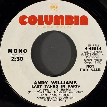 Andy Williams - Last Tango In Paris