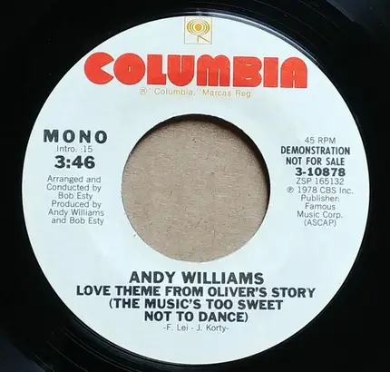Andy Williams - Love Theme From Oliver's Story (The Music's Too Sweet Not To Dance)