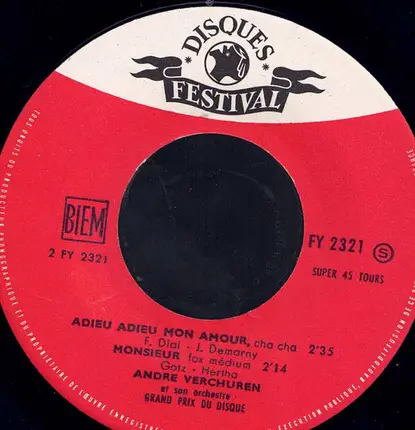 André Verchuren & Son Orchestre - Adieu Adieu Mon Amour / Monsieur