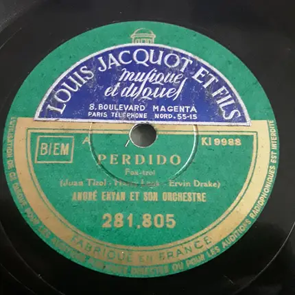 André Ekyan Et Son Orchestre Jazz - Perdido / Mop ! Mop !