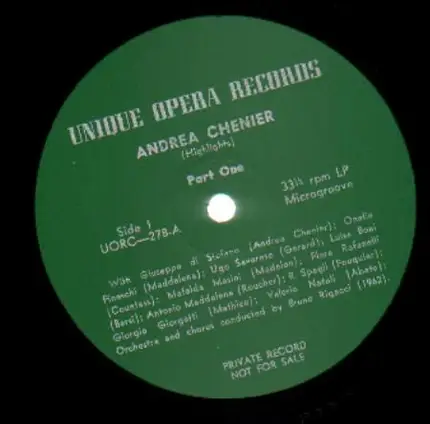 Andrea Chenier - Unique Opera Records