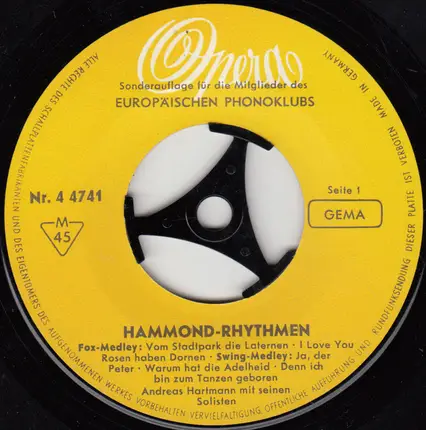 Andreas Hartmann Mit Seinen Solisten - Hammond-Rhythmen