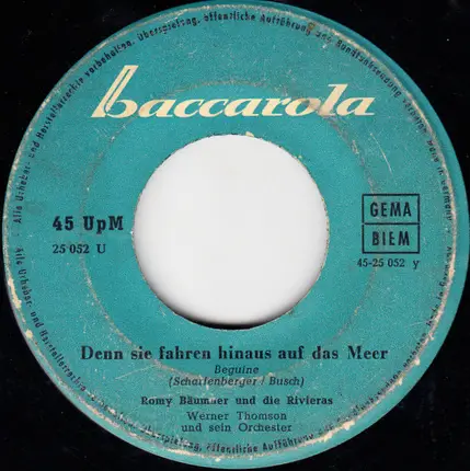 Andreas Werner Und Die Rivieras / Romy Bäumner Und Die Rivieras - Hafen-Marie / Denn Sie Fahren Hinaus Auf Das Meer