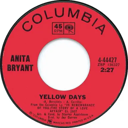 Anita Bryant - Yellow Days / Something In Your Smile