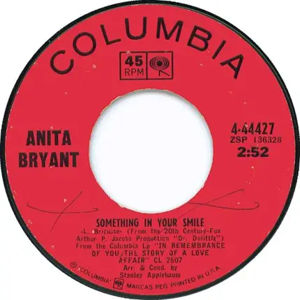 Anita Bryant - Yellow Days / Something In Your Smile