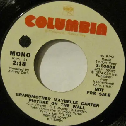 Anita Carter / Grandmother Maybelle Carter - Sweet Memories / Picture On The Wall