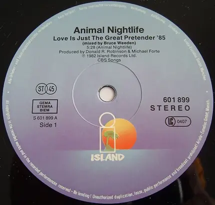 Animal Nightlife - Love Is Just The Great Pretender '85