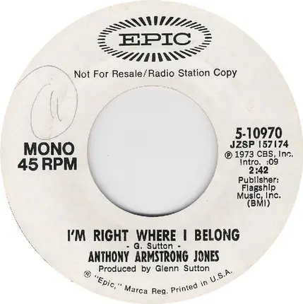 Anthony Armstrong Jones - I'm Right Where I Belong