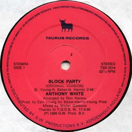 Anthony White / Instant Funk - Block Party  / (Just Because) You'll Be Mine