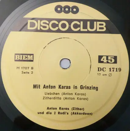 Anton Karas , Die 2 Rudis - Mit Anton Karas In Grinzing