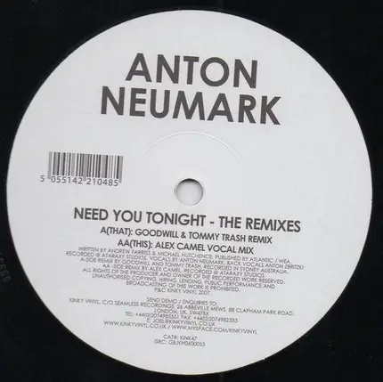 Anton Neumark - Need You Tonight (The Remixes)