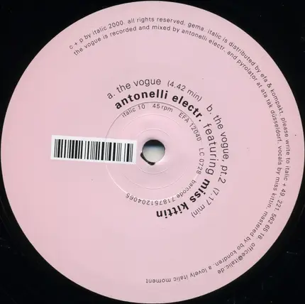 Antonelli Electr. Featuring Miss Kittin - The Vogue