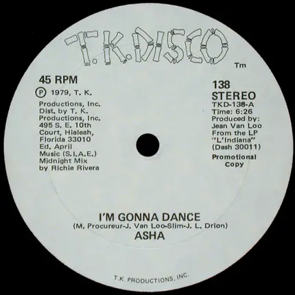 Asha Puthli - I'm Gonna Dance / Music Machine (Dedication To Studio 54)