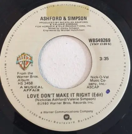 Ashford & Simpson - LOVE DON'T MAKE IT RIGHT