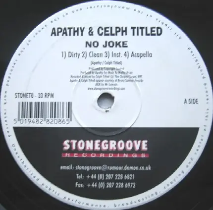 Apathy & Celph Titled - No Joke / Science Of The Bumrush