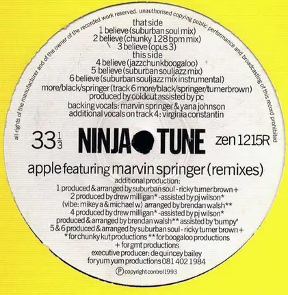 Apple Featuring Marvin Springer - Believe (Remixes)