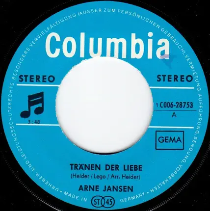 Arne Jansen - Tränen Der Liebe / Mañana