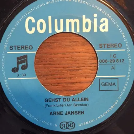Arne Jansen - Gehst Du Allein / Ein Mädchen Wie Du