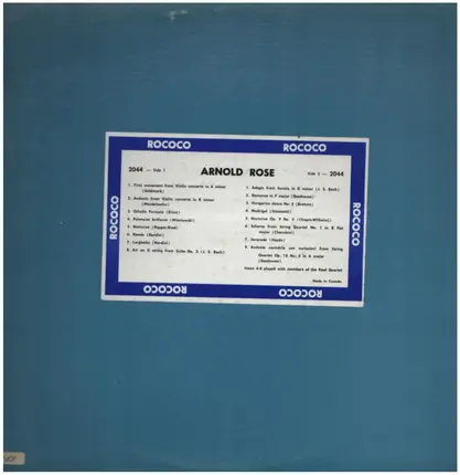 Arnold Rose - Goldmark, Mendelssohn, Ernst a.o.