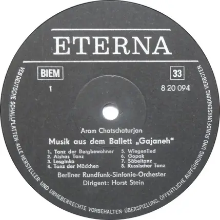 Aram Khatchaturian , Rundfunk-Sinfonieorchester Berlin , Horst Stein - Gajaneh-Suite / Maskerade