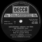 LP - Aram Khatchaturian / César Franck , Alicia De Larrocha , The London Philharmonic Orchestra , Rafael - Piano Concerto / Symphonic Variations - ffss