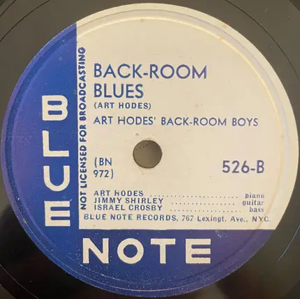 Art Hodes' Back Room Boys Featuring Sandy Williams / Art Hodes' Back Room Boys - Low Down Blues / Back-Room Blues