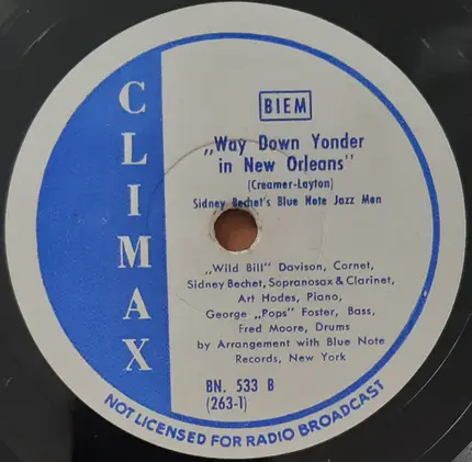 Art Hodes' Hot Five Feat. Sidney Bechet / Sidney Bechet And His Blue Note Jazz Men - St. James Infirmary / Way Down Yonder In New Orleans