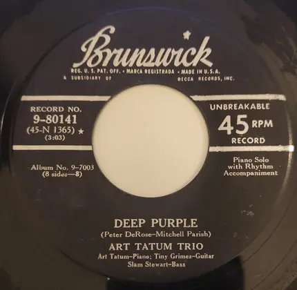 Art Tatum Trio - Deep purple / After you´ve gone