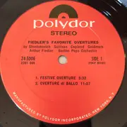 LP - Shostakovich / Sullivan / Copland / Goldmark - Fiedler's Favorite Overtures