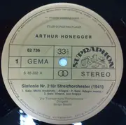 LP - Arthur Honegger - Sinfonie Nr.2 Für Streicher - Sinfonie Nr.5 'Di Tre Re'