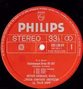 LP - Arthur Grumiaux • The London Symphony Orchestra - Sir Colin Davis / Wolfgang Amadeus Mozart - Violin Concertos In B Flat Major K. 207 And In D Major K. 218
