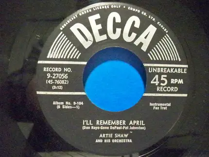 Artie Shaw And His Orchestra - Dance Program