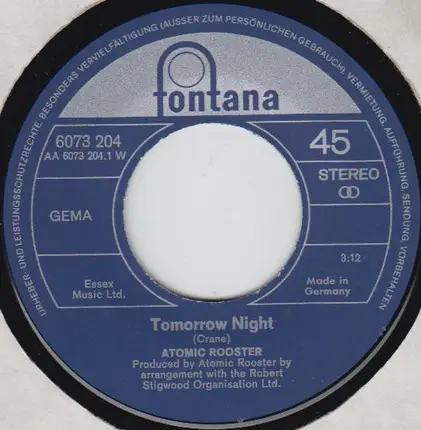 Atomic Rooster - Tomorrow Night