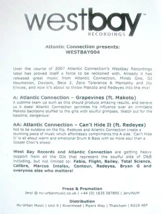 Atlantic Connection - Grapevines / Can't Hide It