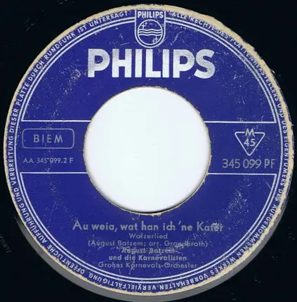 August Batzem Und Die Karnevalisten - Wenn Wir Zwei Uns Wiederseh'n / Au Weia, Wat Han Ich' Ne Kater