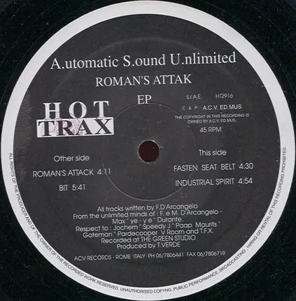 Automatic Sound Unlimited - Roman's Attak EP
