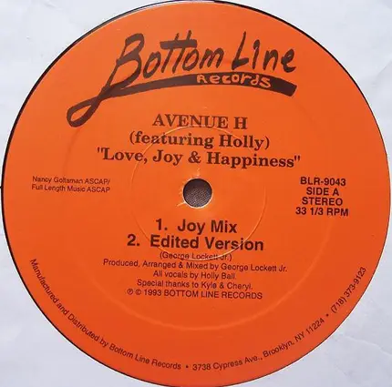 Avenue H Featuring Holly Ball - Love, Joy & Happiness