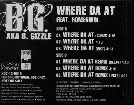 B.G. Feat. Homebwoi - Where Da At