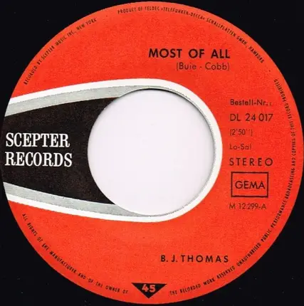 B.J. Thomas - Most of All