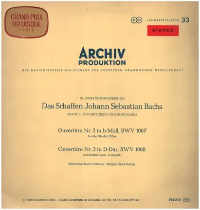 Bach - Ouvertüre Nr.2, Nr.3,, Aurele Nicolet, Flöte, Münchener Bach-Orchester, Karl Richter