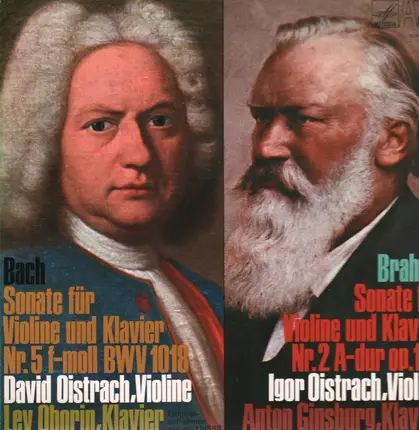 Bach / Brahms - sonate f. Violine u. Klavier Nr. 5 f-moll BWV 1018 / Sonate f. Violine u. Klavier Nr. 2a A-dur op.