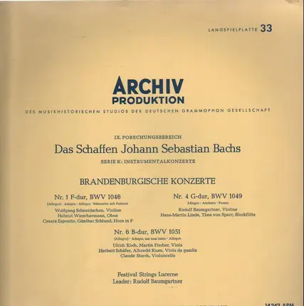 Bach - Serie K: Instrumentalkonzerte 'Brandenburgische Konzerte'