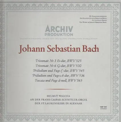 Bach - Triosonate Nr.1 Es-dur, Nr.6 G-dur, Präludium und Fuge C-durm A-dur