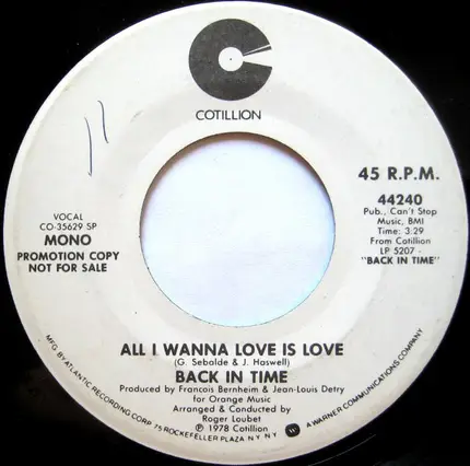 Back In Time - All I Wanna Love Is Love