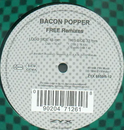 Bacon Popper - Free (Remixes)